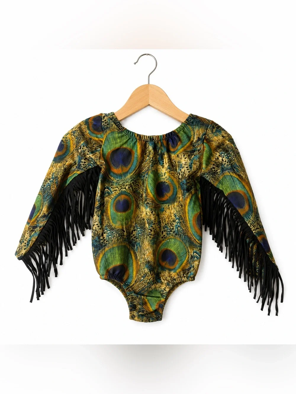 Handmade Small Shop Peacock Fringe Leotard. Absolutely Adorable. Size 2/3. OOAK
